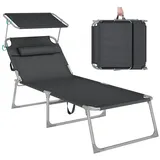 Songmics Sonnenliege 200 x 71 x 38 cm Grau
