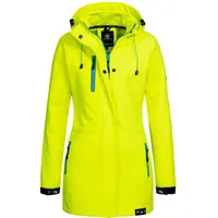 Rock Creek Damen Softshell Jacke Mantel Outdoor-Mantel Damenmantel Softshellmantel Winterjacke Wasserabweisend Kapuze Übergang D-423 Neongelb L - L