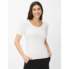 Brax Kurzarmshirt "Style CORA", Damen, Gr. 46, weiß (sanftes weiß), 47% Baumwolle, 47% Modal, 6% Elasthan, Rundhals, Shirts