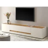 furn.design Center TV-Lowboard 220x45x40 cm Weiß/Eiche Holzwerkstoff