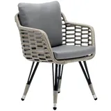 JVmoebel Sessel Hochwertig Terrasse Sessel Luxus Modern Sessel Grau stilvoll Rattan (1-St., Sessel), Made in Europa grau