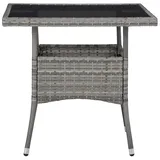 vidaXL Garten-Esstisch Grau Poly Rattan und Glas