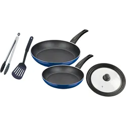 Pfannen-Set GSW "Dream Line", blau (blau, schwarz), Ø:28cm, Pfannen, Antihaft-Versiegelung, Wabenboden, Induktion