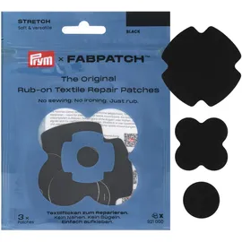 Prym Rub-on Patch (3 Stück) – Selbstklebende bi-elastische Reparaturflicken für Sportbekleidung, Leggings, Jacken & Sneaker (schwarz)