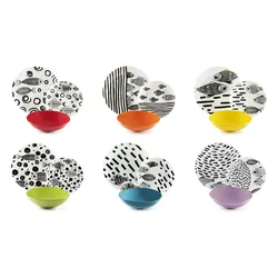 Excelsa Geschirrset 18-Teiliges Black Fishes Porzellan bunt