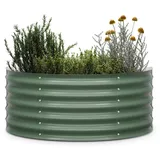 Blumfeldt High Grow Half Circle Hochbeet 105x43x60 cm Stahl-Wellblech einfacher Aufbau Rostfrei Dunkles Moosgrün