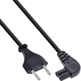 InLine Netzkabel, Netzstecker auf Euro 8 C7 Stecker, gewinkelt, 0,5m