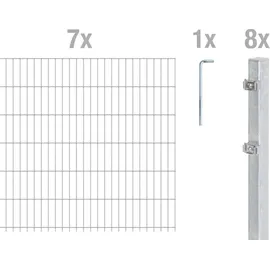 GAH Alberts Alberts Doppelstabmattenzaun 6-5-6, Matten 2,50 m, Höhe 103 m, Länge 17,5 m, feuerverzinkt, Zaun als Komplettset, Pfosten mit Klemmlasche 60x40 mm