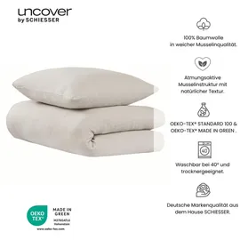 SCHIESSER Lennox Uni Helltaupe 135 x 200 cm + 80 x 80 cm
