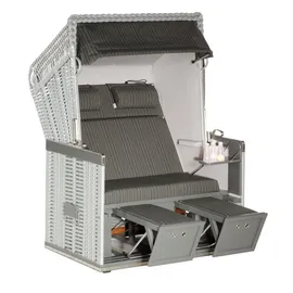 SonnenPartner - Strandkorb Konsul 2-sitzer Halbliegemodell Silber/grau Mit Sonderausstattung