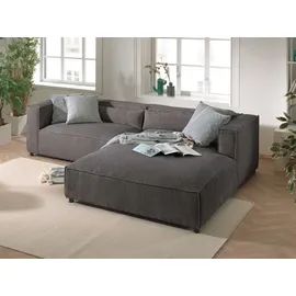 best mobilier Lisa Design Ela– Ecksofa rechts, cordsamt 4-sitzer moderner stil - dunkelgrau