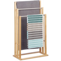 Relaxdays Handtuchhalter stehend mit 3 Handtuchstangen, Handtuchständer 3-armig für Bad, Bambus, H*L*W: natur, 84 x 48 x 26 cm