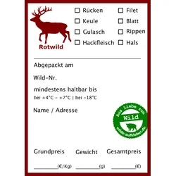 Wildbret-Gefrieretiketten Wilde Aufkleber