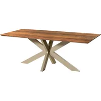 MASSIVMOEBEL24.DE Esstisch Akazie 180x90x74 natur lackiert / Epoxid schwarz,