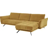 Ecksofa DIE PLANBAR "MP-IN20041 L-Form" Sofas Gr. B/H/T: 285cm x 84cm x 178cm, Velours, Ottomane rechts, ohne Funktion, gelb (curry) optional Sitztiefenverstellung und Kopfstützen