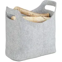 Relaxdays Kaminholztasche Filz 40 x 39,5 x 23 cm grau