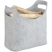 Relaxdays Kaminholztasche Filz 40 x 39,5 x 23 cm grau