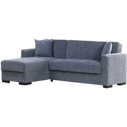 Dmora Schlafsofa Fernando, Eckschlafsofa mit umkehrbarer Halbinsel, 230x150h81 cm, Grau