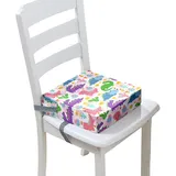 Surwin Rutschfeste Sitzerhöhung Stuhl Kind Sitzkissen Stuhl mit Sicherheits Schnalle, 3D-Dinosaurier Sitzkissen Kinder Tragbare Sitzerhöhung Waschbar Sitzhilfe (Rosa Violett,40x40x10cm)