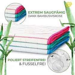MUXEL Bambus Tücher - 3x Bambus Geschirrtücher - Extra saugfähiges Putztuch - Weiche Bambuslappen zum Polieren, Abtrocknen & Wischen - Nachhaltige