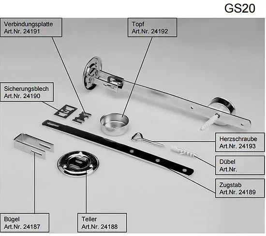 Ersatzteile für Gitterrostsicherung Abus GS20 (Ersatzteil: Topf Nr. 24192)