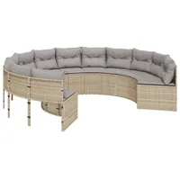 vidaXL Gartensofa mit Kissen Rund Beige Poly-Rattan