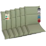 GO-DE Textil Bequeme und attraktive Polsterauflagen für Hochlehner-, Mittellehner- und Niederlehner-Gartenstühle (6er-Set, Uni Grün, Mittellehner)