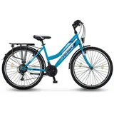 Talson Cityrad 26 Zoll Cityrad, 21 Gang Shimano, Kettenschaltung, mit Beleuchtung nach StVZO und Gepäckträger Türkis