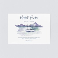 Einladungskarten Trauerfeier (5 Karten) selbst gestalten, Segelboot - Weiß