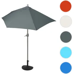 Sonnenschirm halbrund Parla, Halbschirm Balkonschirm, UV 50+ Polyester/Alu 3kg ~ 300cm anthrazit mit St√§nder