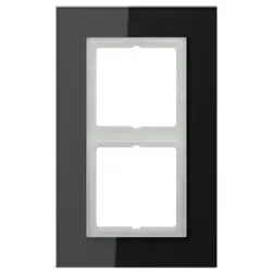 Jung LSP982GLSW Glasrahmen 2fach, senkrechte und waagerechte Montage, Glas, LS PLUS, schwarz (Glas)