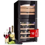 Klarstein Käse- und Weinkühlschrank, Kleiner Getränkekühlschrank Schmal, Weinkühlschrank mit Glastür, Kühlschrank Klein für Käse und Wein, mit LED-Display, Hygrometer, Flaschenkühlschrank 12-23°C, 89L