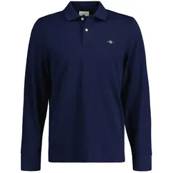 Poloshirt GANT "Poloshirt Regular Shield Longsleeve Pique Rugger 1er Pack", Herren, Gr. M, blau, Obermaterial: 100% Baumwolle CO., Shirts