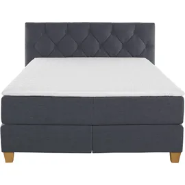 Home Affaire Boxspringbett HOME AFFAIRE "Harmones", grau (anthrazit), B:163cm L:210cm, Struktur (100% Polyester), Komplettbetten, Boxspringbett, in 3 Breiten, Härtegrad auch im Mix mit je 1 Matratze in H2 und H3
