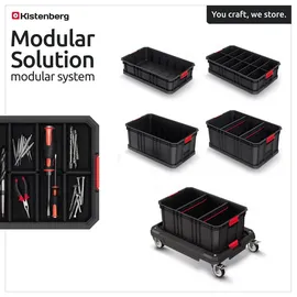Kistenberg Modular Plus Werkzeugkasten mit Trennwänden schwarz 520 x 329 x 210 mm