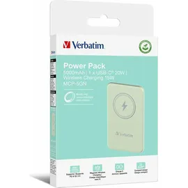 Verbatim Charge 'n' Go Magnetic Wireless Powerbank 5000 mAh Fast Charge, Quick Charge 3.0, Usb PD 3. - Grün