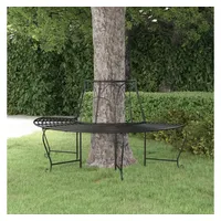 VidaXL Baumbank Halbrund Ø159 cm Schwarz Stahl