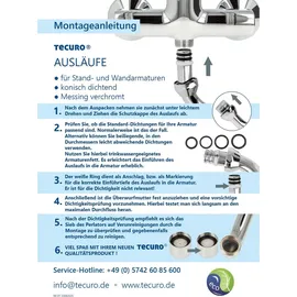 tecuro S-Auslauf für Elektro-Übertischgeräte 1/2 Zoll flachdichtend, Länge 300 mm, Messing verchromt