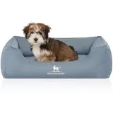 Knuffelwuff Orthopädisches Hundebett Leon aus Velour - blau