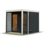 Karibu Saunahaus Ares 2 - Hybridhaus mit Metallrahmen - 38 mm anthrazit Blech-Ausführung: ß Ohne Ofen
