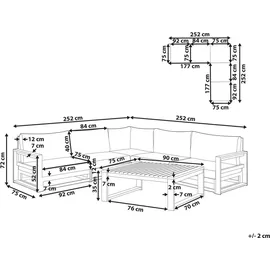 Beliani Lounge Set 5-Sitzer Loungeset Hellbraun