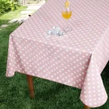 Romanstile Wachstuchtischdecke Outdoor Tischdecke Wetterfest 100x140 cm Rosa mit Punkten Tischdecken PVC Wasserdicht Plastiktischdecke für Hochzeit, Geburtstag,Party,Hotel,Bar,Esstisch,Gartentisch