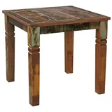 möbelando Esstisch Esszimmertisch KALKUTTA 80 x 80 x 76 cm Mango Shabby Chic Massiv-Holz, 80 x 76 x 80 cm (B/H/L) braun