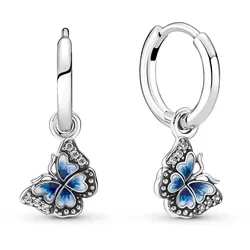 Pandora 290778C01 Damen-Creolen Silber Ohrringe Blauer Schmetterling