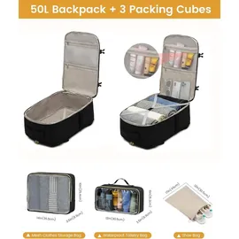 luxuskollektion Handgepäck Rucksack 50L Laptop Damen Schwarz