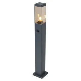 QAZQA Außenleuchte silber 80 cm IP44 mit Steckdose und Bewegungssensor