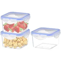 Torytoe 3 Pack 2100ML Frischhaltedosen mit Deckel Luftdicht, Eckige Plastik Vorratsdosen Set BPA Frei, Gefrierdosen Klein Stapelbar, Auslaufsicher und Stapelfähig, Transparent