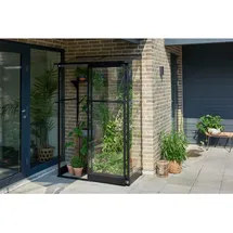 Juliana Qube Lean-to Gewächshaus Aluminium Schwarz ESG 3 mm 0,8 m2