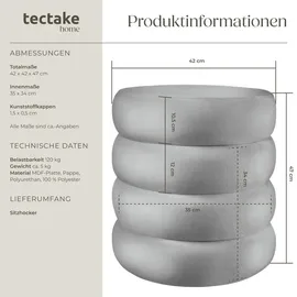 Tectake tectake® Sitzhocker mit Stauraum, rund, gepolstert, weicher, pflegeleichter Bezug