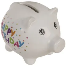 Out of the Blue Sparschwein "Happy Birthday", ca. 8,8 cm,